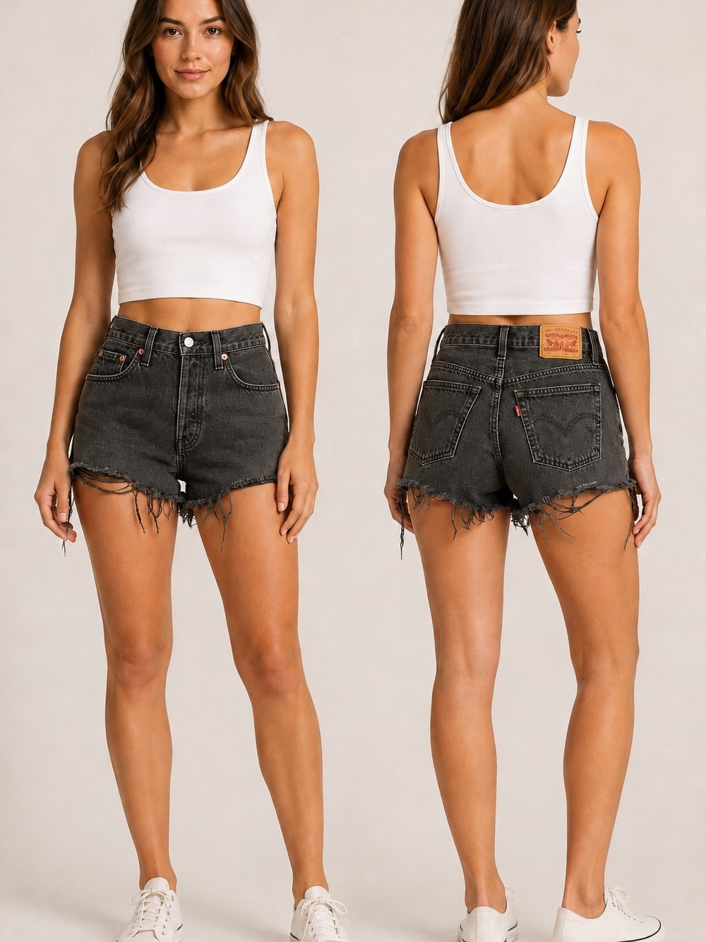 Levi’s 501 Black Distressed Denim Cutoff Shorts W23